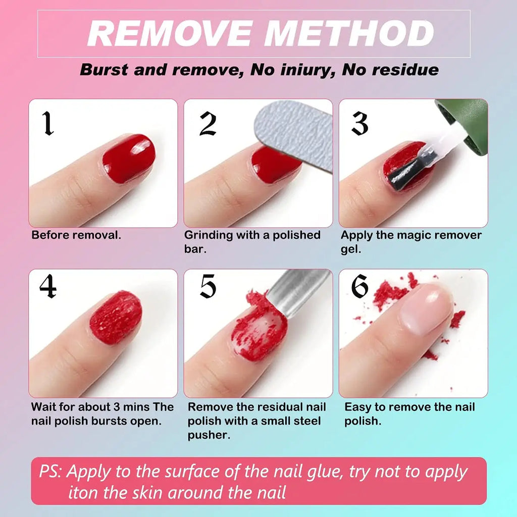 Magic Fast Nail Gel Polish Remover Not Harm Nails Clean UV Soak Off Semi Permanent Varnish Nail Art Removal Tools Manicure 15ml