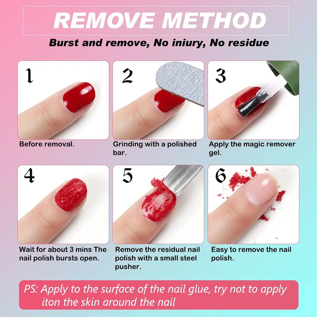 Magic Fast Nail Gel Polish Remover Not Harm Nails Clean UV Soak Off Semi Permanent Varnish Nail Art Removal Tools Manicure 15ml