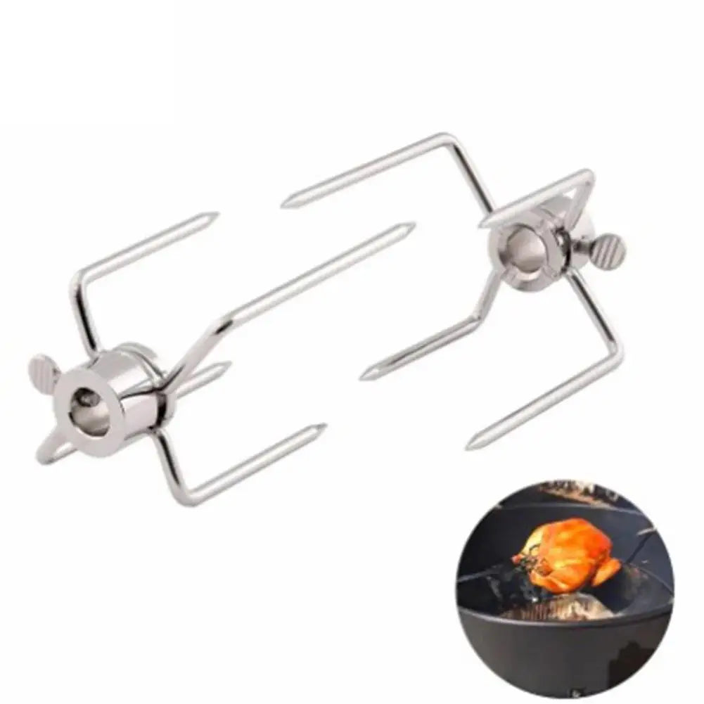 Rotating fix Fork Barbecue Skewer Oven Accessories Grill Tool Meat BBQ Fork Skewer Grade Food Skewer Spit Steel Forks Barbe X2X5