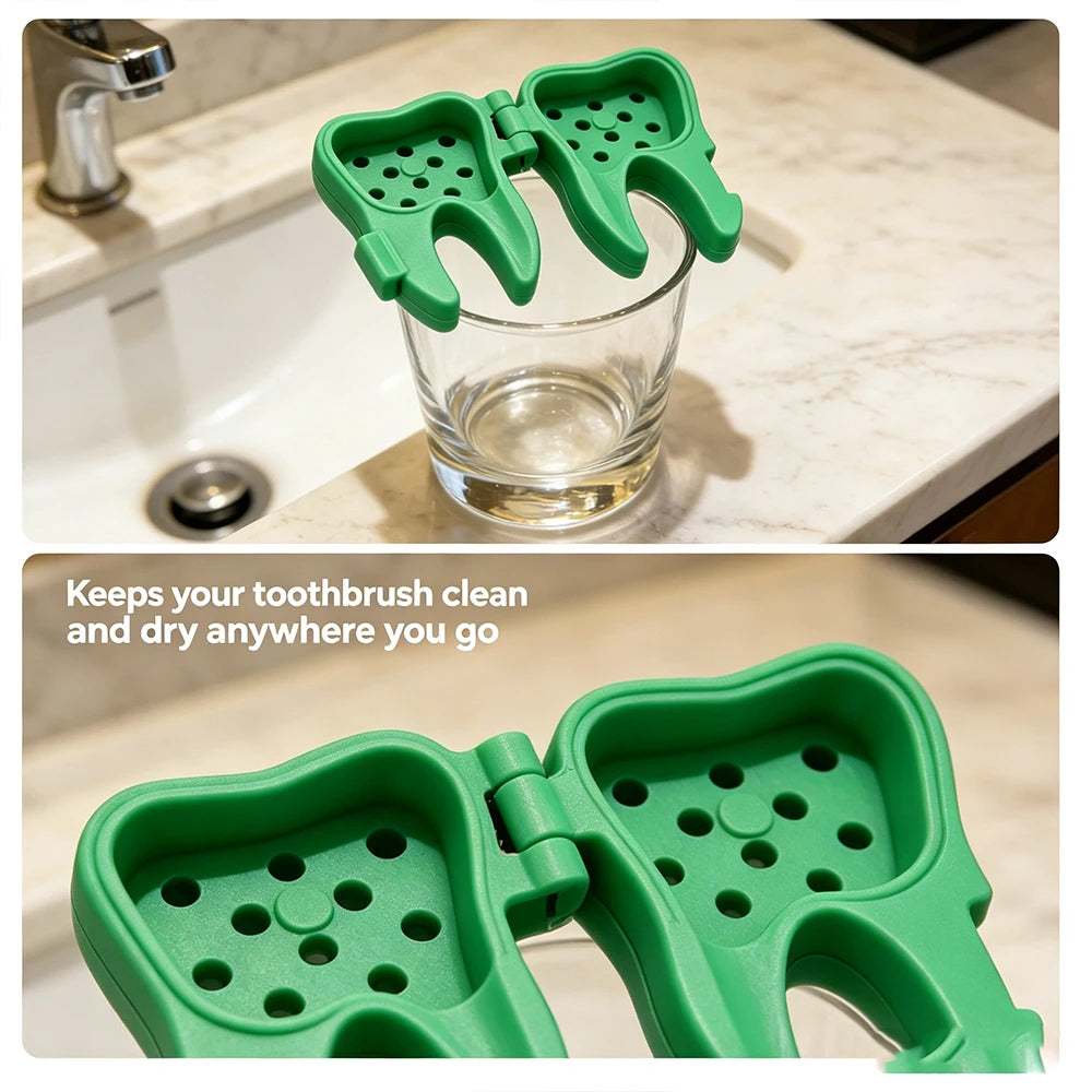 8PCS Portable Travel Tooth Shaped Toothbrush Head Protector, Hollow Ventilated Quick Drying Dust Shield Toothbrush Cap