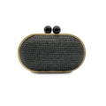 fashion Oval PP straw clutch bag for women wooden clip Handbags elegant weave summer beach bag trend shoulder crossbody bags