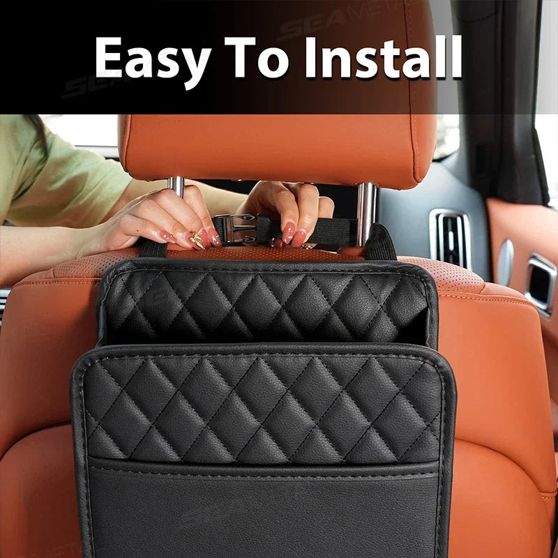 Car Seat Back Storage Box Universal Hanging Headrest Organizer Foldable Storage Pocket for Phone Umbrella Tissue Holder