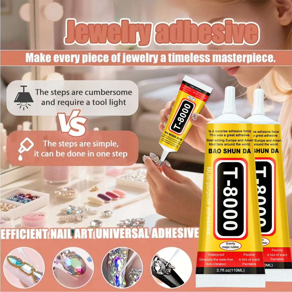 T8000 Mobile Phone Adhesive Glue, Multifunction T8000 Electronic Glue for Phone Repair, Adhesive Glue for Screen, Jewelry, Transparent Glue, T-8000 Sealant, Superglue