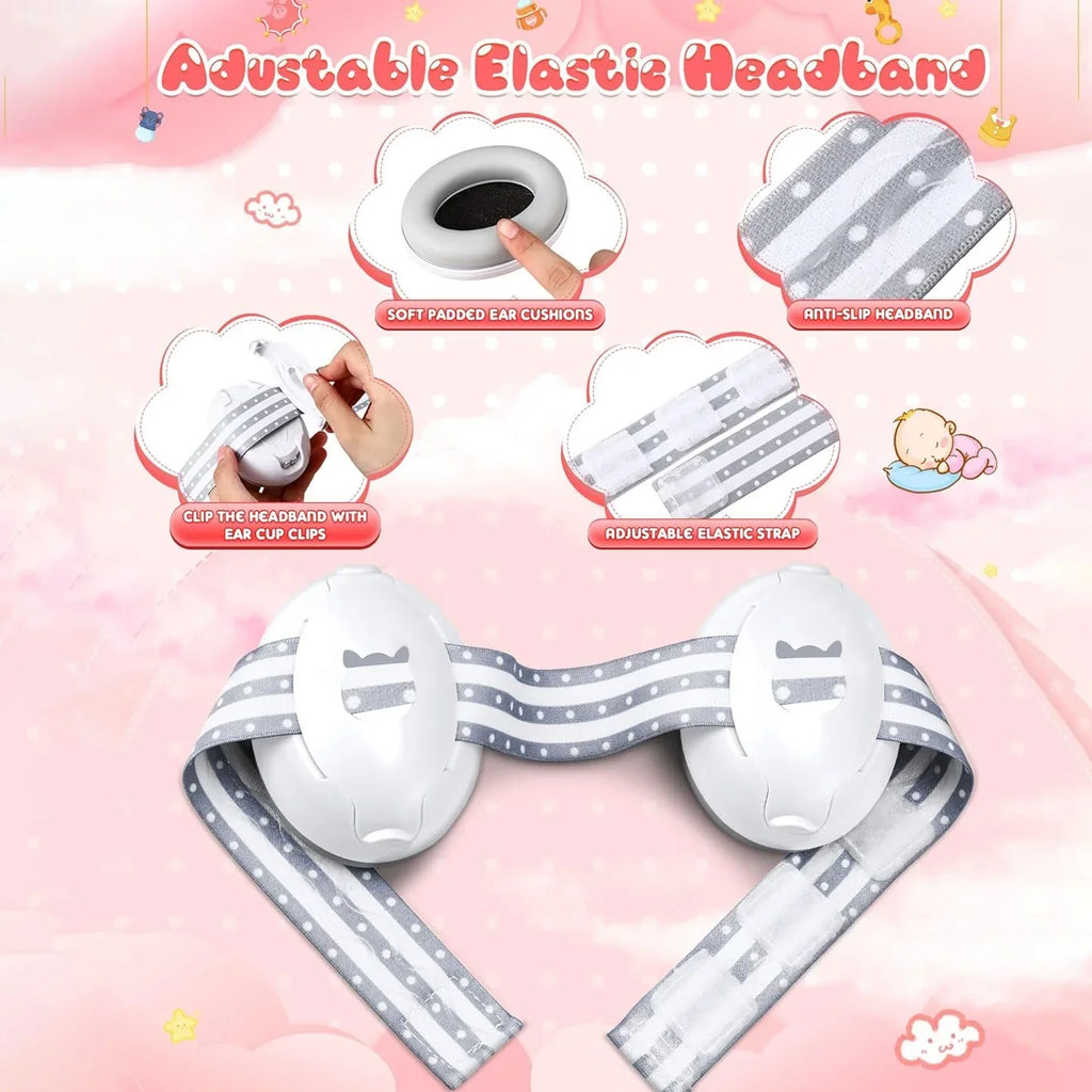 Infant Ear Protection Noise Cancelling Baby Ear Muffs, Toddler Hearing Protection with Adjustable Elastic Headband