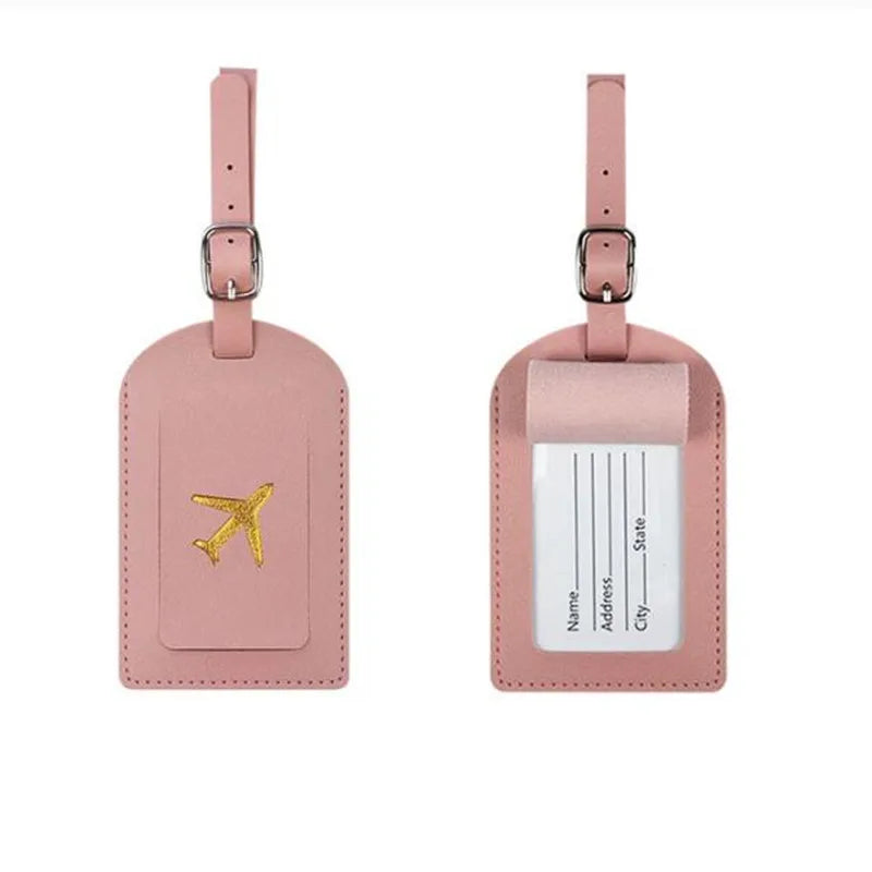 1PC Portable PU Leather Luggage Tag Suitcase Identifier Label Baggage Board Bag Tag Name ID Address Holder Travel Passport Card