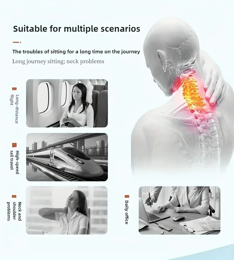 Portable Inflatable Car Airplane Travel Neck Pillow Lumbar Neck Inflatable Pillow Folding Press Pillow Home Office Neck Cushion