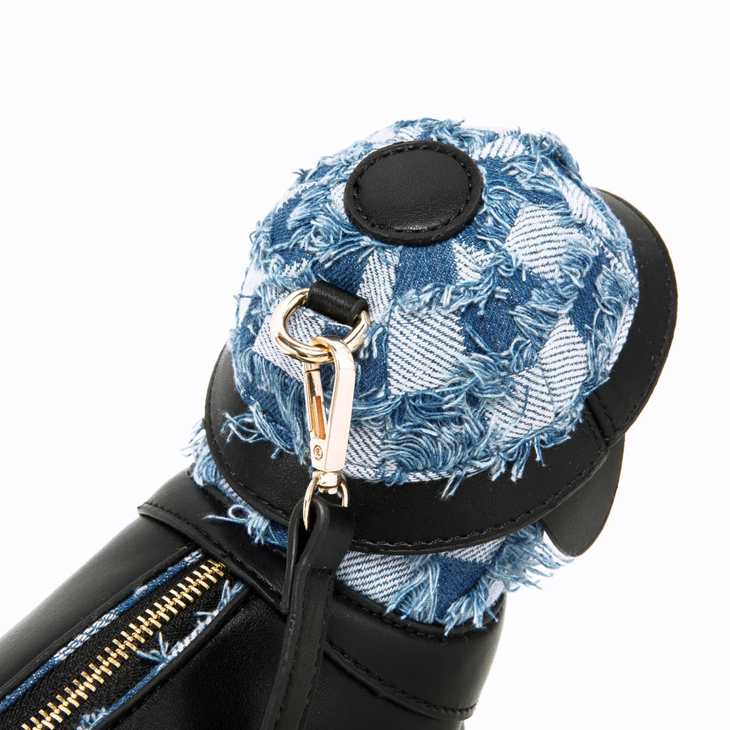 Ladies' new cute blue small dog bag personalized doll animal bag color blocked crossbody bag fashionable single shoulder handbag