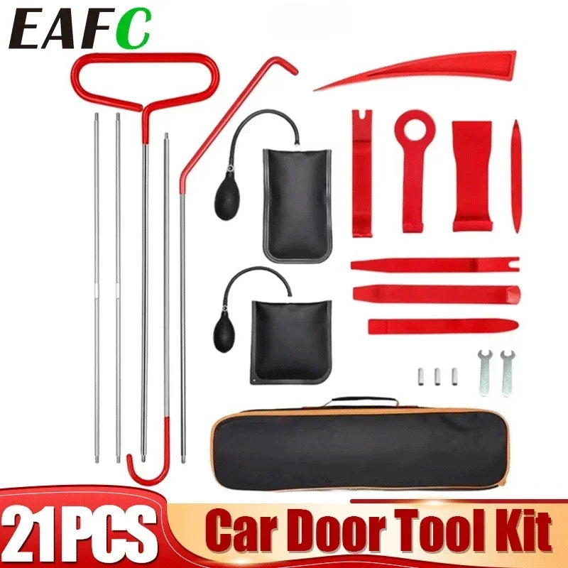 EAFC 21/18PCS Car Window Door Emergency Open Key Lost Lock Out Unlock Auto Tools Kit Air Wedge Bag PumpOpen Unlock for Car Truck