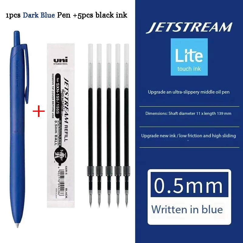 Uni Permanent Ballpoint Pen Jet Stream Anti-slip Cloudy Recycled Eco Shell Friction Super Smooth Ink Oil Pens Portable Supplies