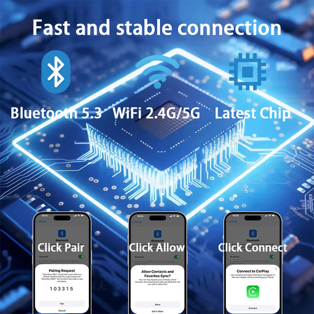 2-in-1 Wireless CarPlay & Android Auto Adapter,Plug &Play DongleConverts Wired to Wireless,Compact Fast Auto-Connect for Android