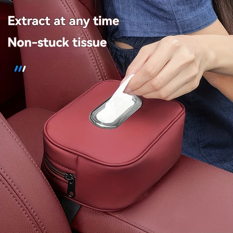 Car Leather Tissue Box Sunshade Backrest Hanging Creative Interior Accessory for Vehicle 1PC