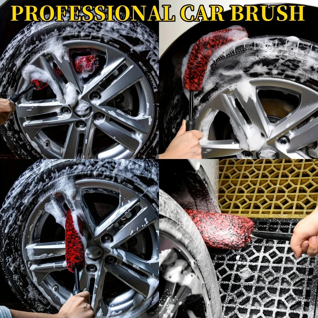 Car Wheel Detail Brush Set: Versatile Car Cleaning Tool for Tight Spaces - Suitable for Tires, Rims, Engine Bays, Exhaust Tips,