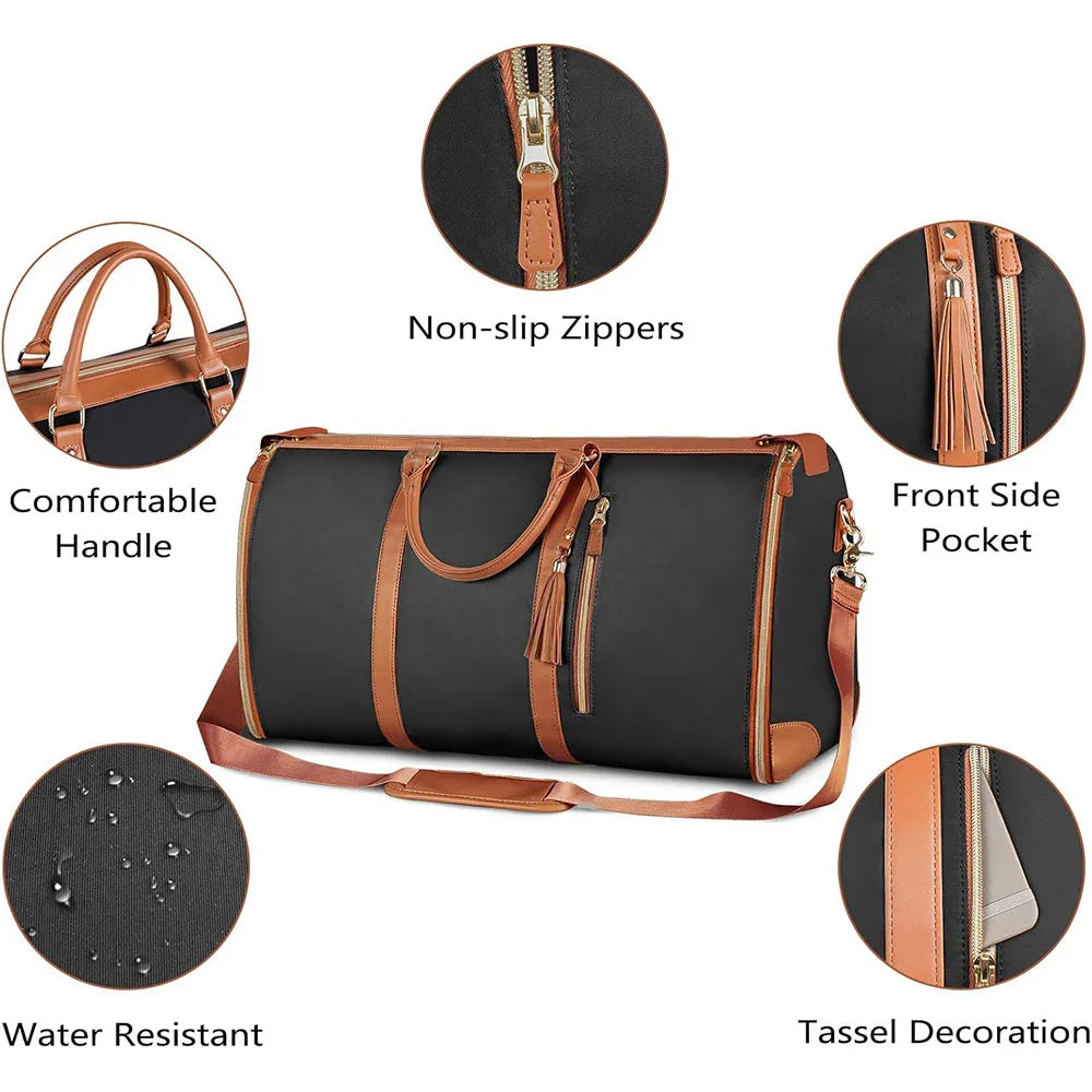 Garment Duffle Bags for Travel Luggage Bag for Women Foldable Multi-Function Storage Bag with Shoe Pouch 2 in 1 Hanging Suitcase