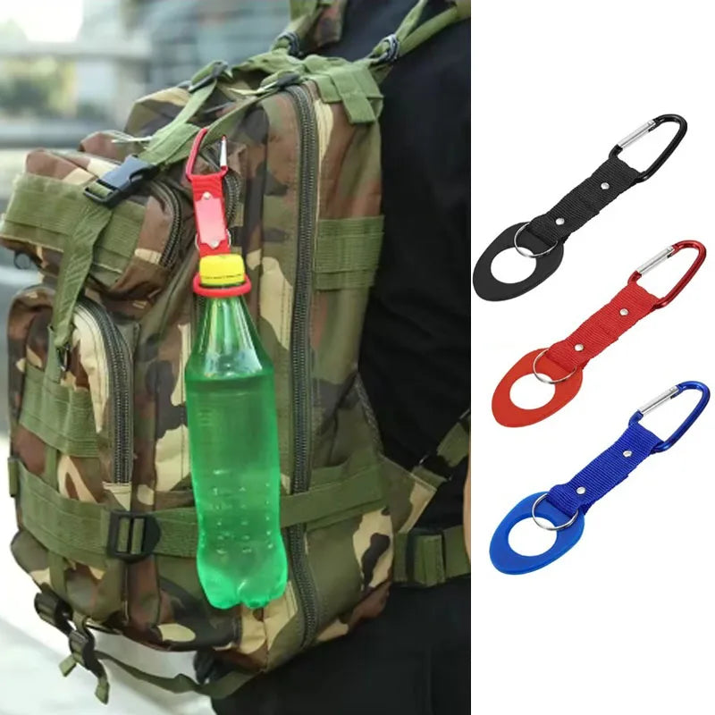 1pc Sports Outdoor Kettle Buckle Carabiner Water Bottle Holder Camping Hiking Aluminum Rubber Buckle Hook High Quality
