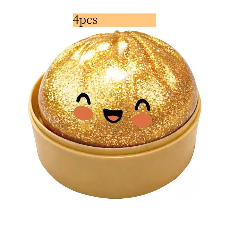 Glitter Dumpling Squishes Stress Balls 2026 Viral Fidget Toy Colorful Simulation Steamed Bun Decompression Toy for Anxiety