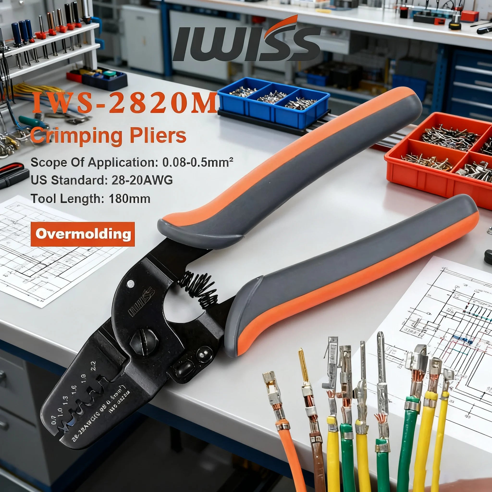 IWISS IWS-2820M Mini Micro Open Barrel Crimping Plier JAM MolexTyco JST Terminals and Connectors Mini Hand Crimper Tool