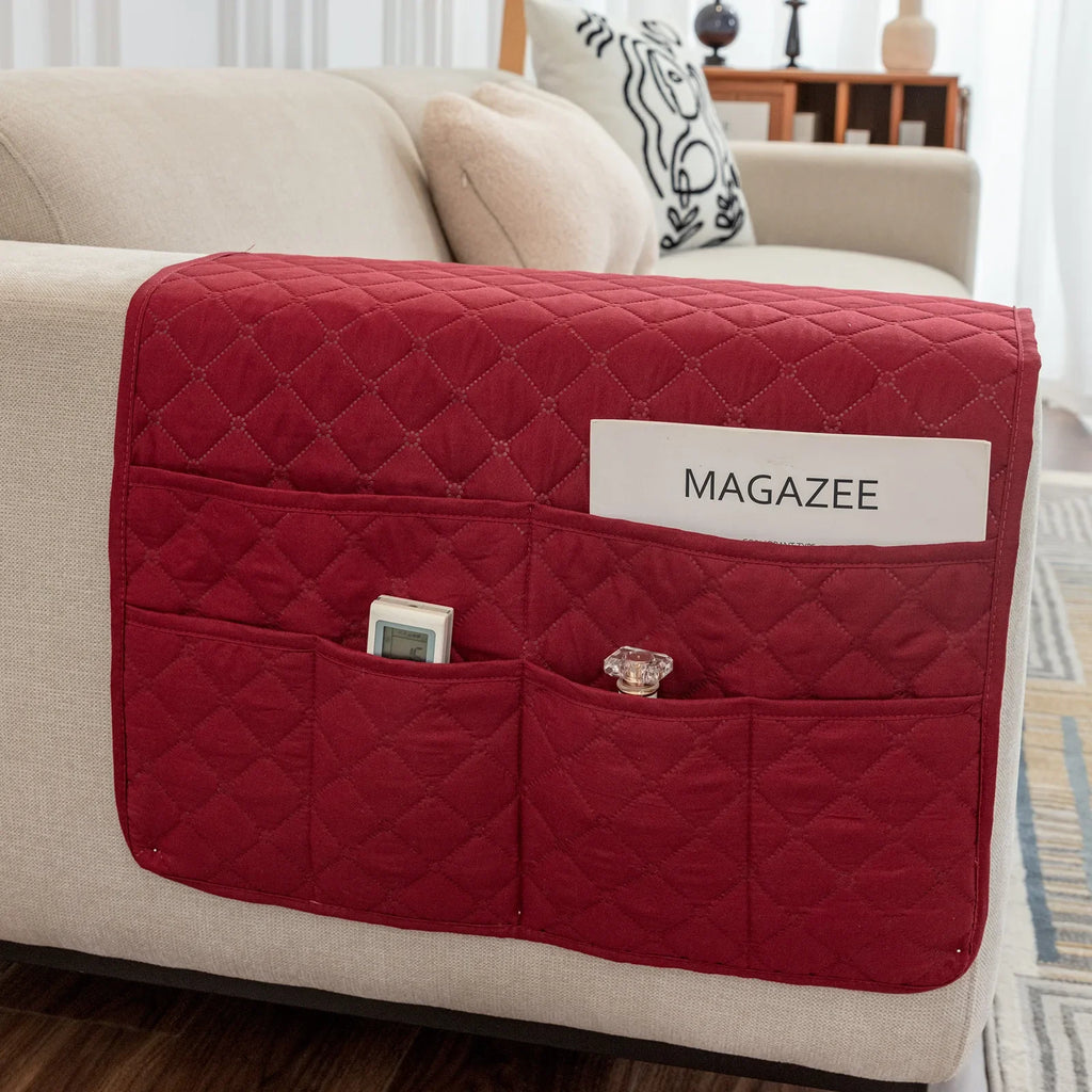 New Sofa Hand Towel with Storage Pocket Magazine Remote Control Sofa Recliner Armrest Clutter Management Bag