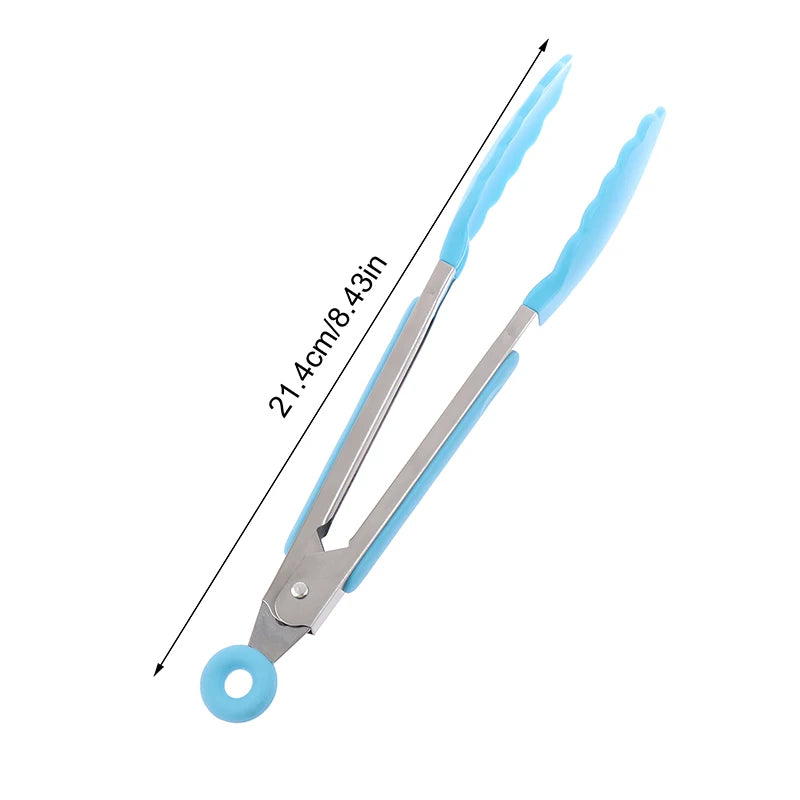1Pc 7inch Stainless Steel Food Clip BBQ Grill Steak Food Clip Non-slip Handle Bread Tong Party Kitchen Cooking Accessories