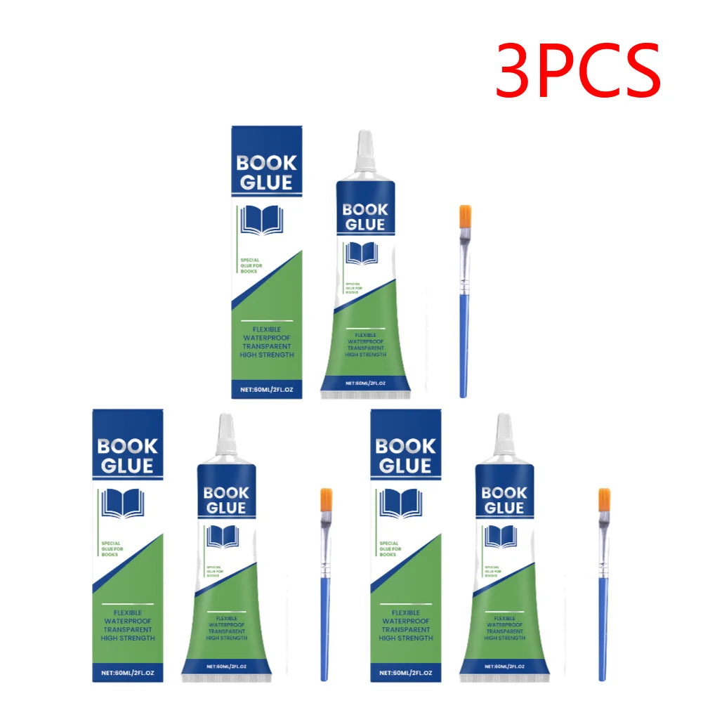 Book Repair Glue with Brush Professional Book Glue Strong Adhesive Quick-Drying Repair Glue for Envelopes Postcards Paper Craft