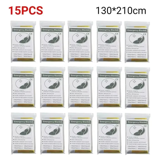 5 - 30Pcs Gold - Silver Thermal Survival Blankets, 130X210Cm, Waterproof & Military - Grade, Ideal for Outdoor Emergency
