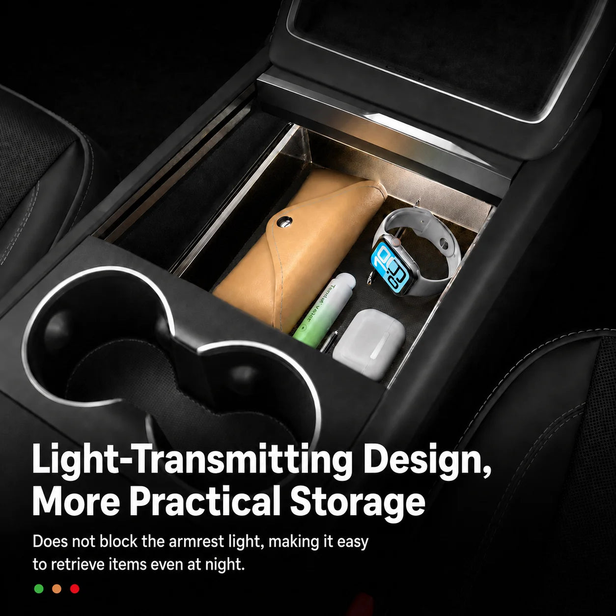 Center Console Upper Storage Box ABS Silicone Non-Slip Front Rear Armrest For Tesla Model 3 Model Y Juniper YL Car Supplies