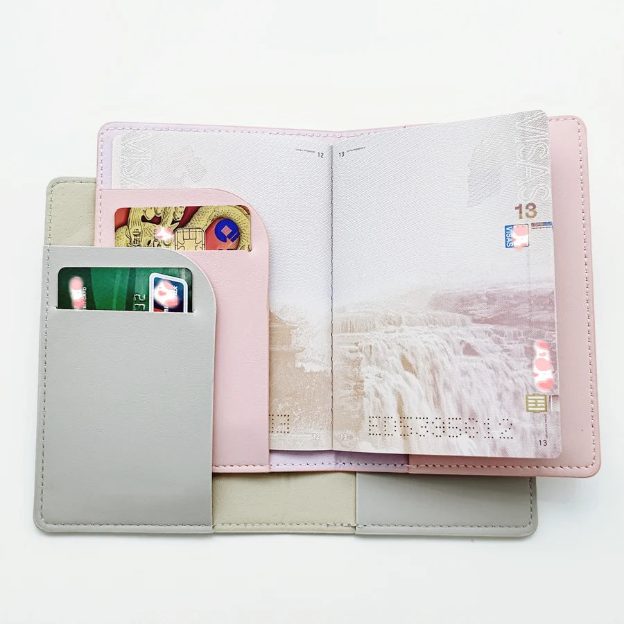 2PCS a Set Mr/Mrs Lovers Couples PU Leather Passport Cover Case Card Holder Travel Accessories Lightweight Wallet For Women Men
