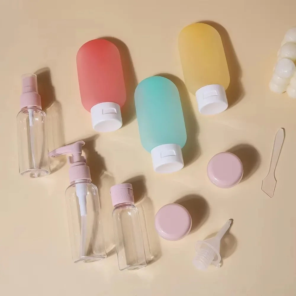 11Pcs Travel Toiletries Containers Set, Conditioner, Lotion – Refillable Mini Skincare Bottles for Airplane & Carry-On