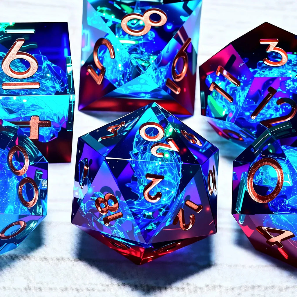 DND Resin Dice 7-Piece Set for Dungeons and Dragons DND 5e RPG Gift, Board Game Tabletop Role Playing Dice Game, Birthday Gift,