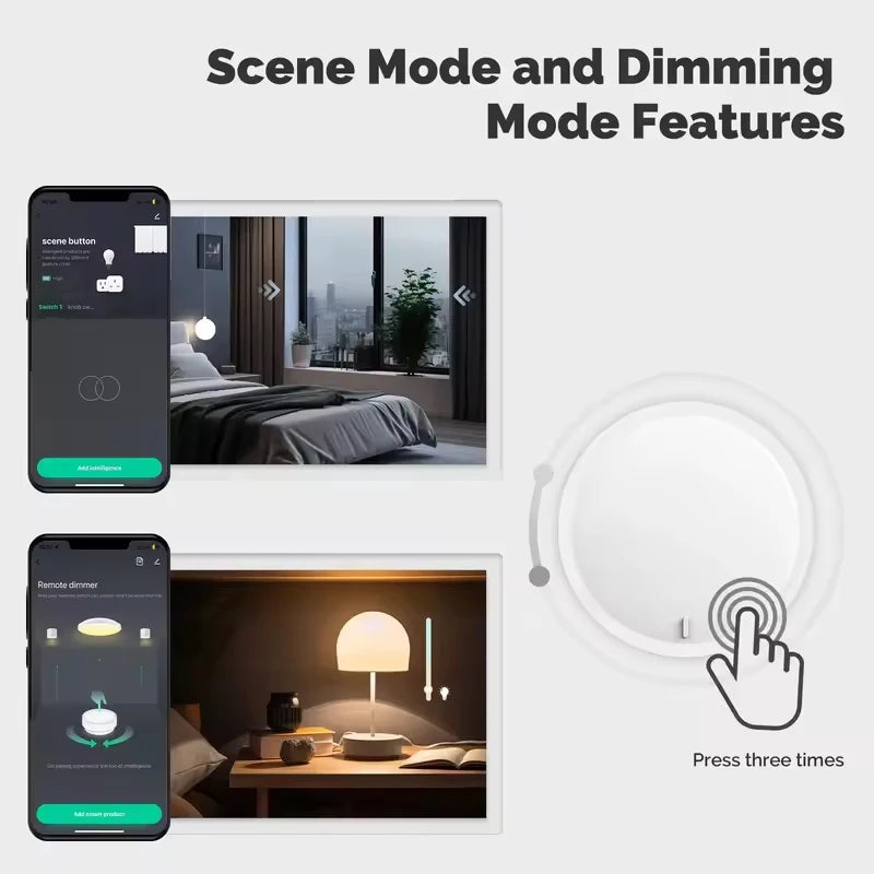 MOES Tuya ZigBee Smart Wireless Knob Button Switch, Create Scenes in Smart Life App,Battery-Powered, Home Automation Controller