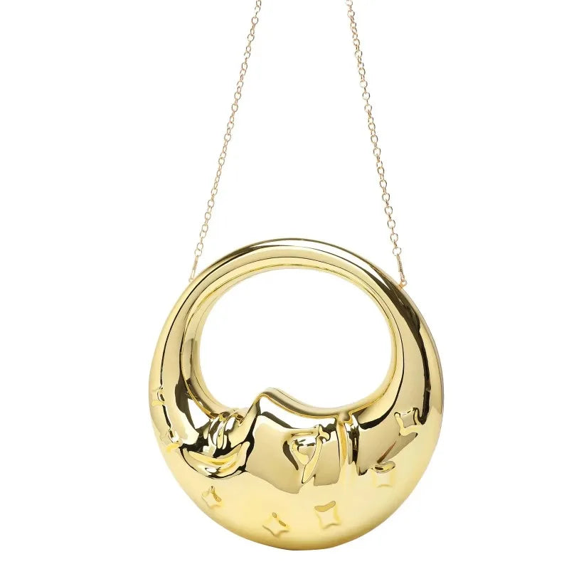 2026 New Latest Women's Mini Bag Gold Silver Moon Shaped Beauty Faced Clutch Purse Handbag תיקים לנשים מיוחדים
