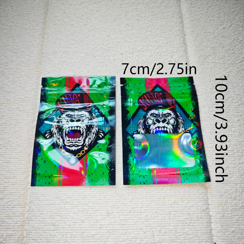 100Pcs 2.76*3.54inch New Pattern Resealable Zip Lock Mini Mylar Bag Candy Gummies Packaging Pouch Smell Proof Zipper Pouches