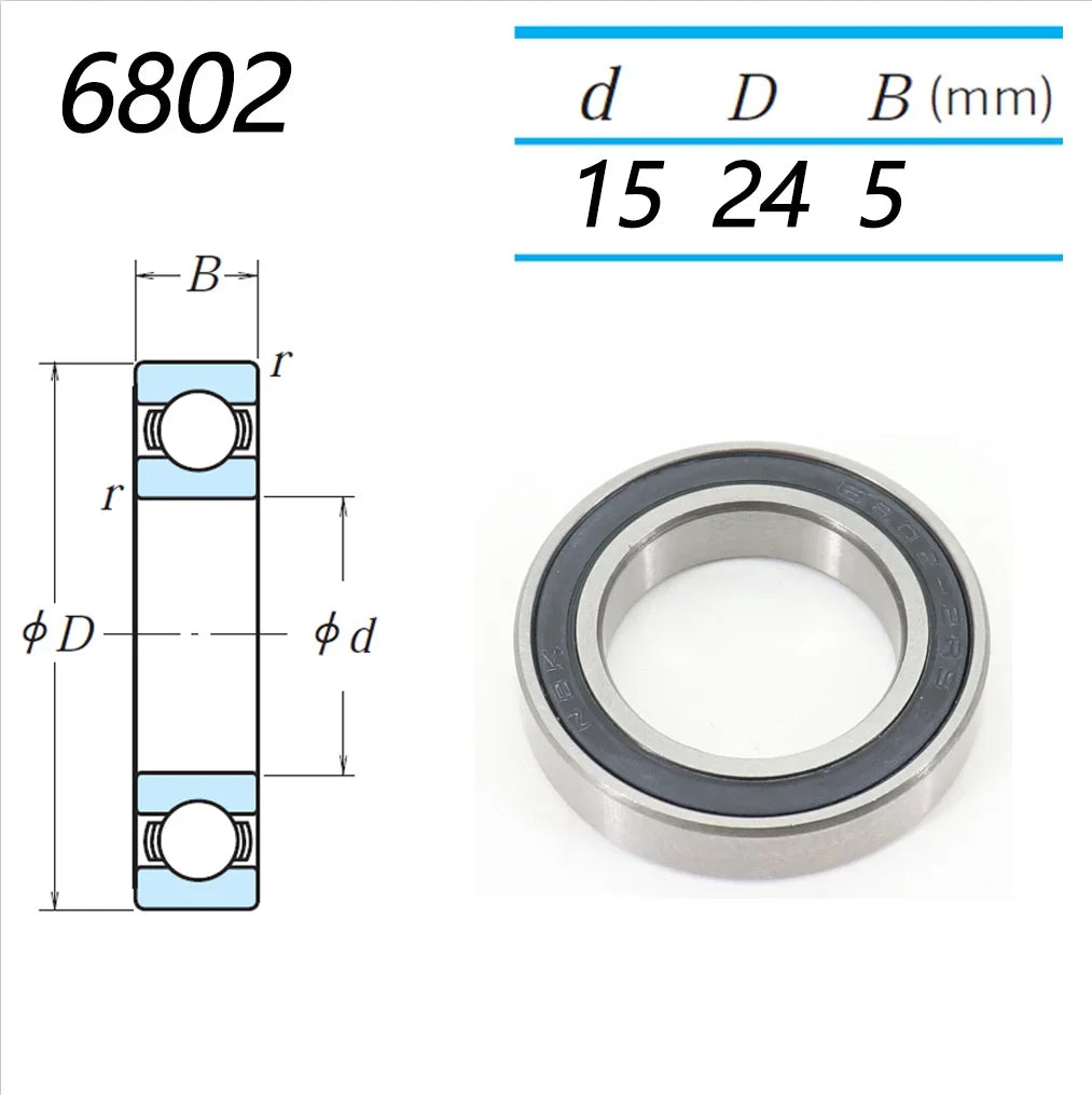 Bicycle Hub NBK Bearing Palin 6802 6902 2RS Sealed Bearing Repair Parts for KOOZER XM490 BM440 GOLDIX Hub Fastace Novatec