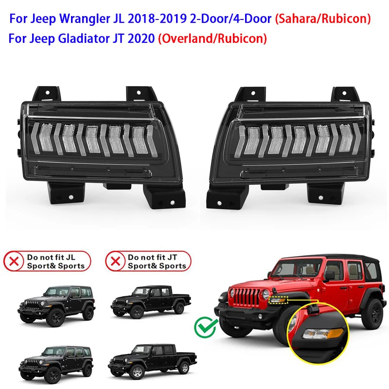 2pcs LED Fender Marker Light Dynamic Turn Signal Light for Jeep Wrangler JL 2018-2019/for Jeep Gladiator JT 2018+