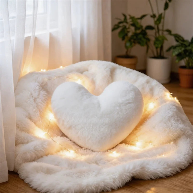 Imitation Rabbit Fur Throw Pillow Simple Love Decor Creativity Valentines/Wedding Gifts Soft Seat Cushion/Back Cushions Pillows