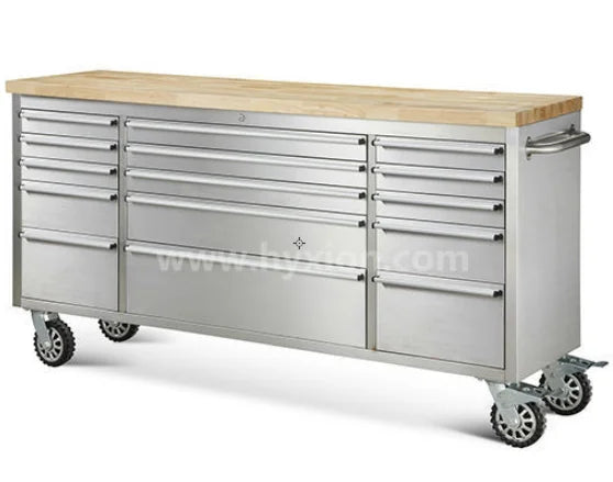 72" Tool Chest With Wooden Top Workbench Kraftwelle Tool