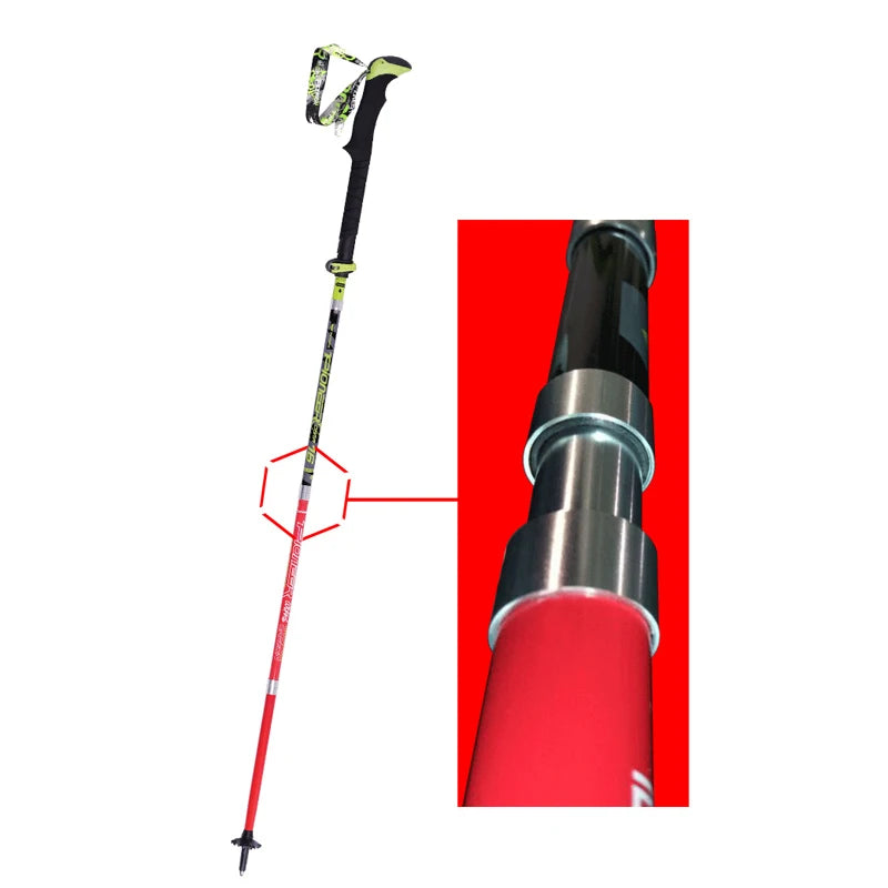 Pioneer Folding Ultralight Quick Lock Trekking Poles Hiking Pole Race Running Outdoor Walking Stick Carbon Fiber 115-135cm