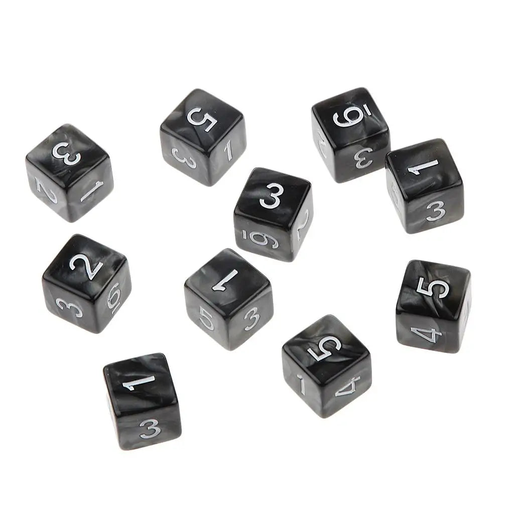 10pcs Acrylic Six Sided Dice D6 Dice Playing D&D RPG Games TRPG Lovers Gifts