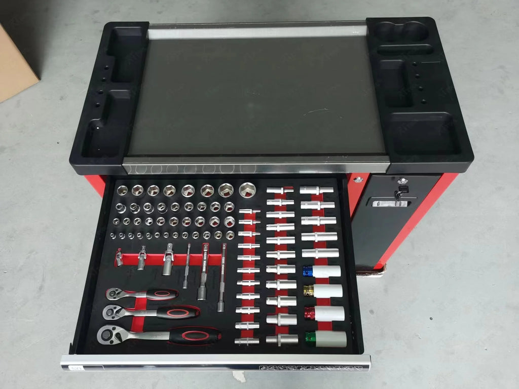 RTTOOL 266pcs Professional Vehicle Tools All Kinds With Tool Cabinet Workshop Trolley Cabinet Tool Chest Sets Competitive Price