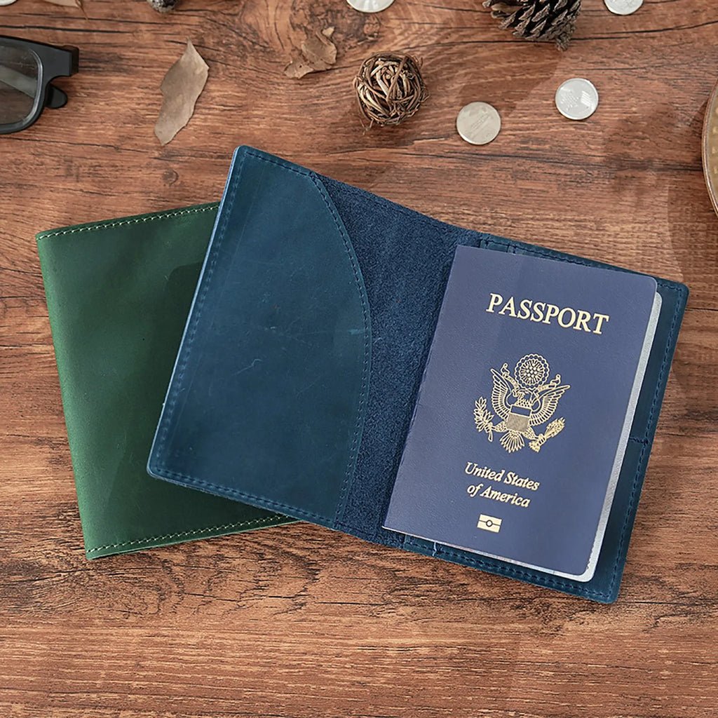 Leather Passport Holder for Travel Essentials, Slim Passport Cover Case Travel Wallet Bifold Credit Card Bag for Women Men