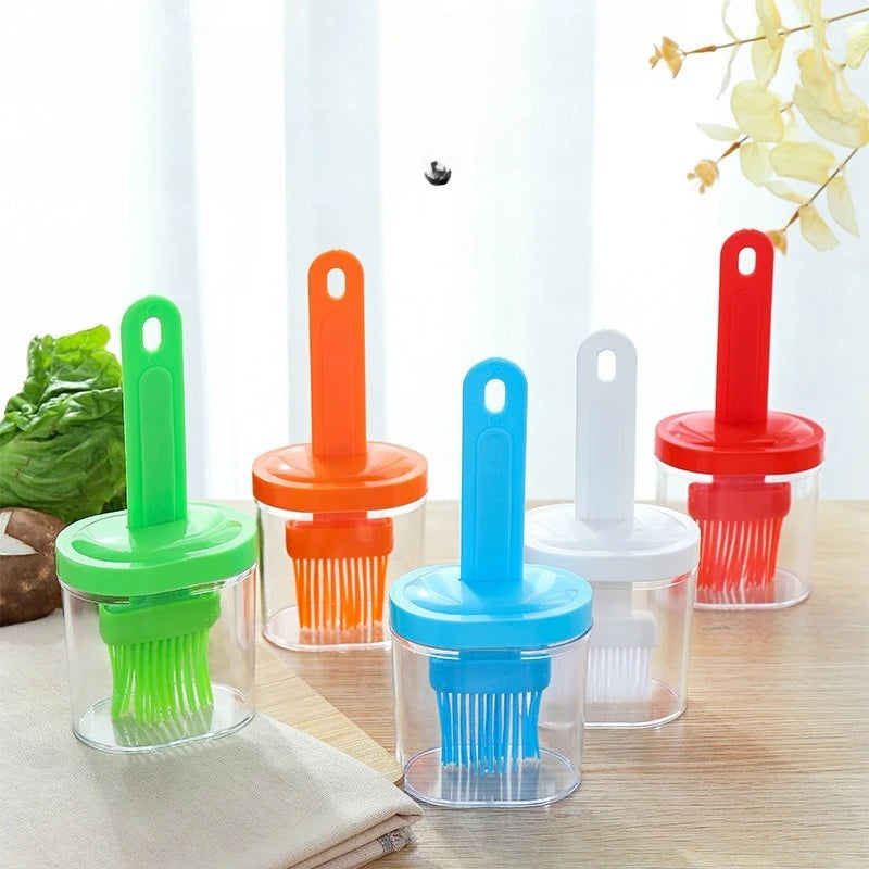 Silicone Oil Brush Pancake OilBrush Integrated Oil Pot Brush with Bottle Kitchen Dustproof Household High emperature Baking Tool