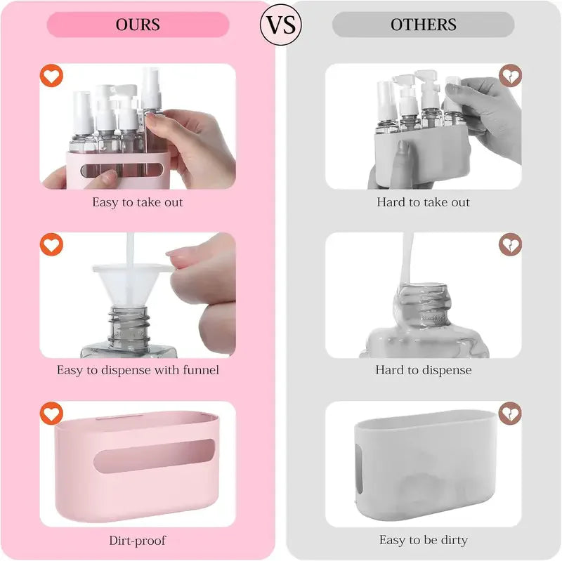 4 IN 1 50ml Dispenser Travel Cosmetic Spray Lotion Shampoo Combination Bottles