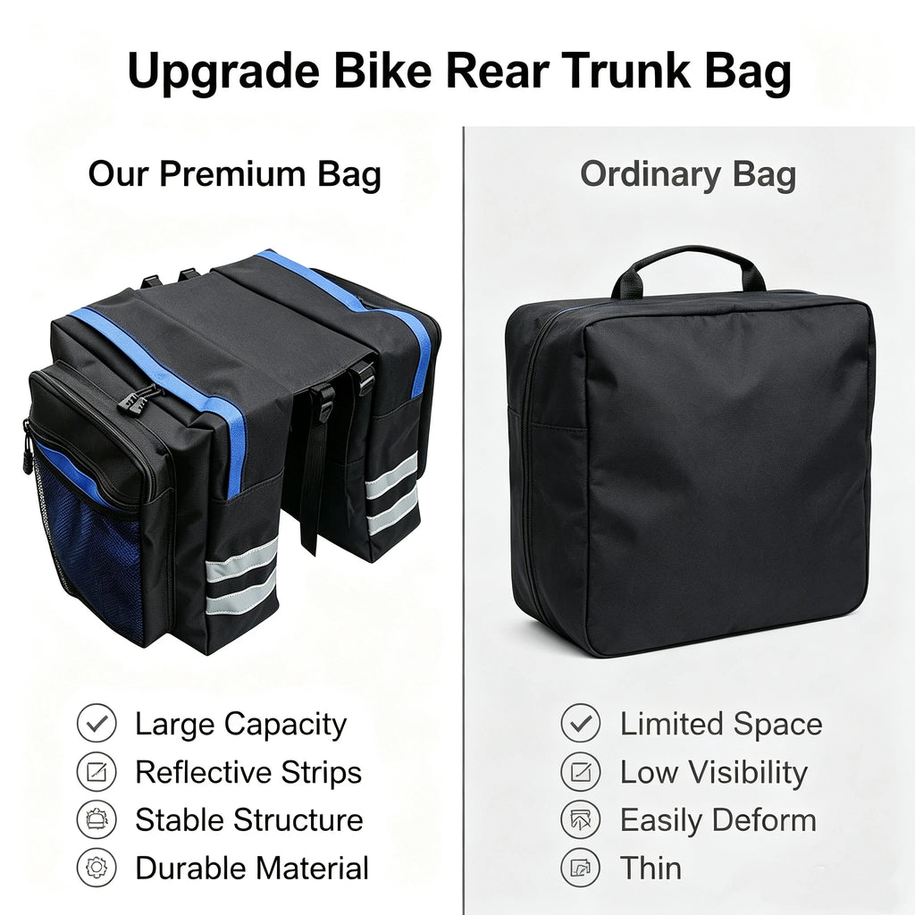 Bicycle Rear Rack Bag Waterproof Double-Sided Large Capacity Bike Trunk Pannier Storage for MTB Road Cycling Commuting