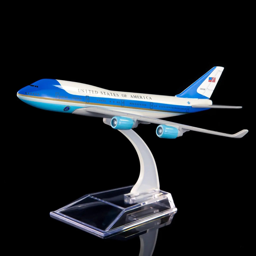 1/400 Scale 16cm Air Force One B747 Metal Diecast Toy Airplane Model Kit with Stand for Collections and Displays or Boys Gift