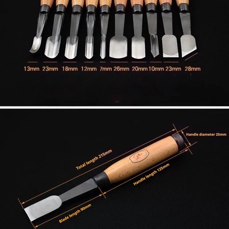 10Pieces D310 Dry Hand Wood Carving Tools Chip Detail Chisel Set Knives Tool