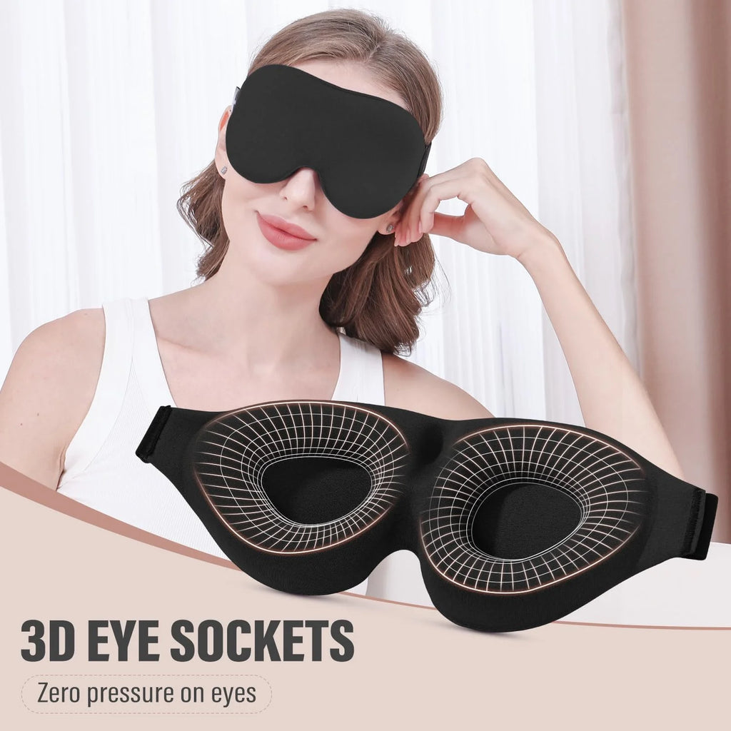 1pc Unisex 3D Sleep Mask, Light Blocking Eye Shade for Side & Supine Sleepers,Soft Breathable Polyester Eyepatch with Adjustable