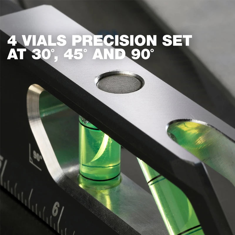 TOUGHBUILT TB-H2-L-9T-M 9-in 4 Vial Magnetic Billet Torpedo Level Aluminum 0°-90° Hand Tool Accessory