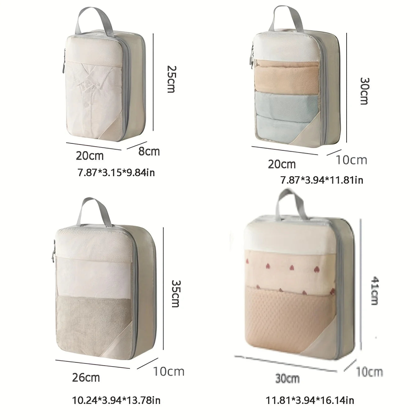 Mesh 4-Piece Set, Convenient for Business Trips and Travel Storage, Is a Practical Set That Saves Space for Travel