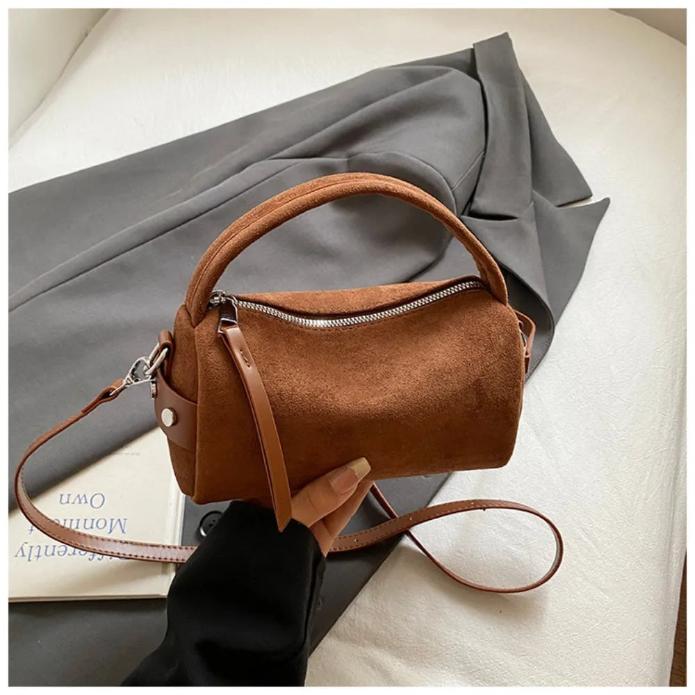 Luxury Mini Size Shoulder Bag Frosted Surface PU Leather Pillow Bag Matte Suede Women's Handbag Daily Use