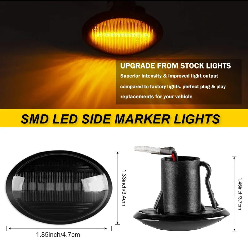 iJDM for Fiat 500 500e 500c Abarth Ford KA Lancia Lybra Ypsilon Fender Side Marker Light Amber Dynamic Turn Signal Light 07-19