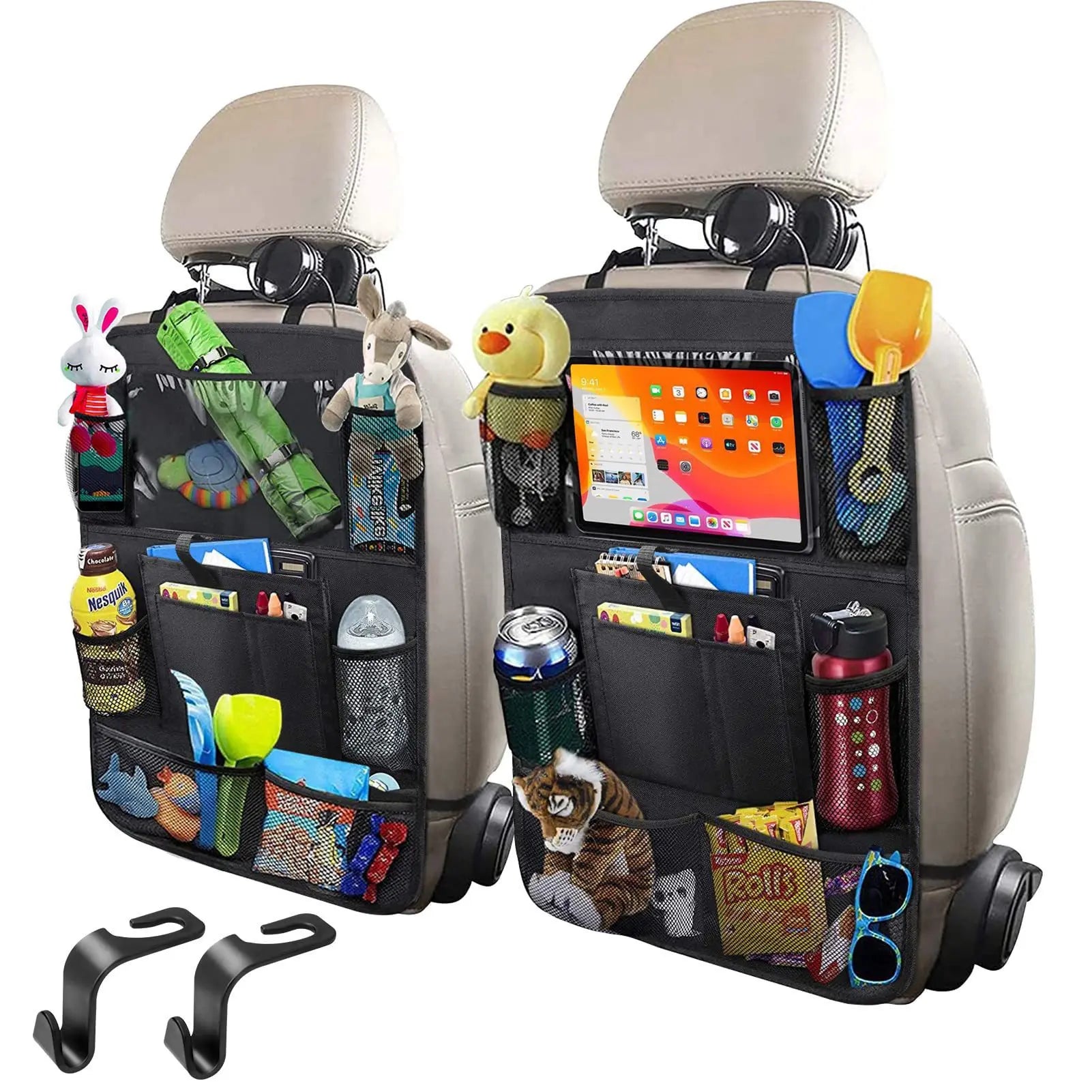 Universal Waterproof Car Back Seat Organizer with Tablet Holder,Multi-Pocket Kids Travel Storage Bag Car Interior Accessories